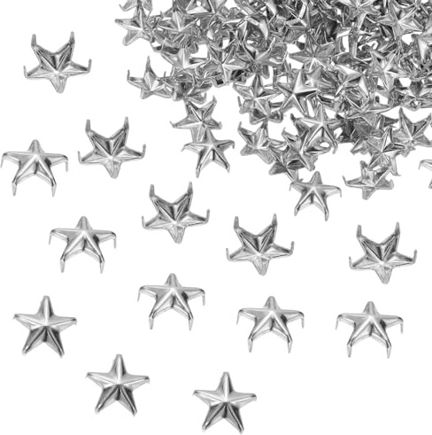PATIKIL 10Mm Artiglio Borchie 200Pz Forma Stella Rivetti Metallo Argento | Borchie Punk Decorative, Ribattini Testa Chiodo a Punta, per Artigianato Pelle Vestiti Cinture Borse Scarpe