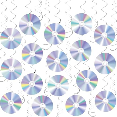 Ovanda 8 Stück CD Spiral Decoration, Musik Deko, 90er Jahre Vintage Disco Party Papier Deko,Bunte CD Wanddekorationen Esc Dekos für 1990er 2000er Geburtstagsfeier Musik Thema Party Musik