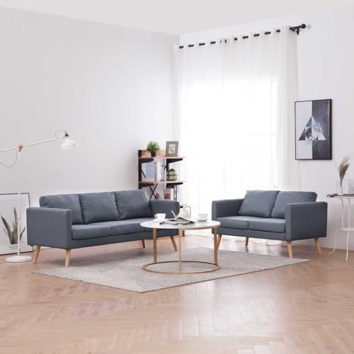 NIVVHOH Sofagarnitur 2-Sitzer und 3-Sitzer Stoff Dunkelgrau Schlichtes Design Wohnlandschaft Schlafcouch