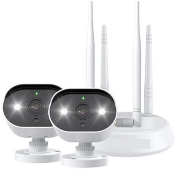 AMRTTWY Telecamera di sicurezza domestica, Sistemi Di Telecamere CCTV, Kit IP Wireless Da 3 MP L'archiviazione Cloud A 4 Vie Funziona Con Set Videosorveglianza Esterna(1TB hard drive)