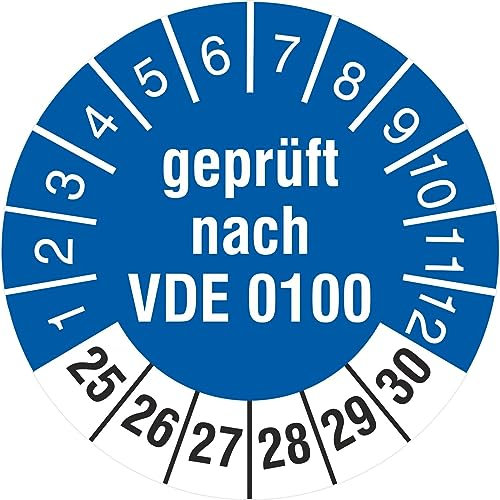 100 Prüfetiketten geprüft nach VDE 0100 2025-2030 30 mm Prüfplaketten
