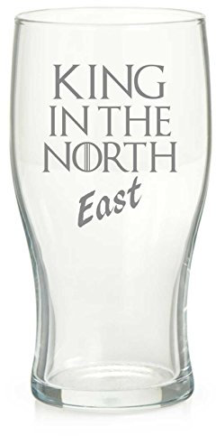 Game of Thrones Inspired King in The North Pint Glass with East and West Variants (North East)