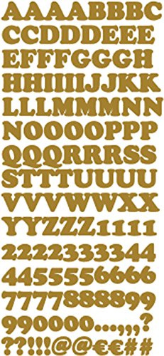 AWS 146 Aufkleber Buchstaben Alphabet Zahlen Vinyl Sticker Wasserdicht gold