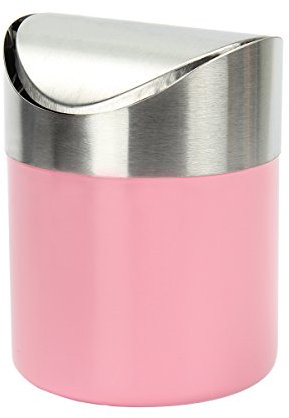 Kitchnexus Mini poubelle en Acier Inoxydable avec Couvercle Pratique pour Bureau Table Voiture Chambre Rose
