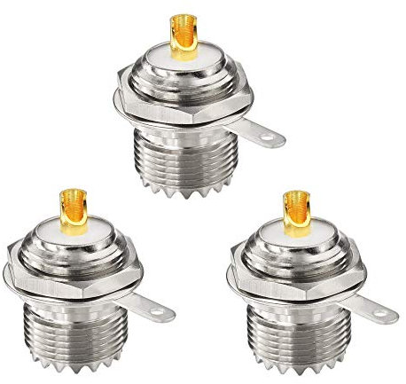 Superbat UHF SO239 Female Connector 50ohm Nut Bulkhead Handle Deck Clip Solder Cup Panel Mount Straight CB Radio Coax Connector for UHF/VHF Antenna, Ham Radio, SWR Meter 3Pcs