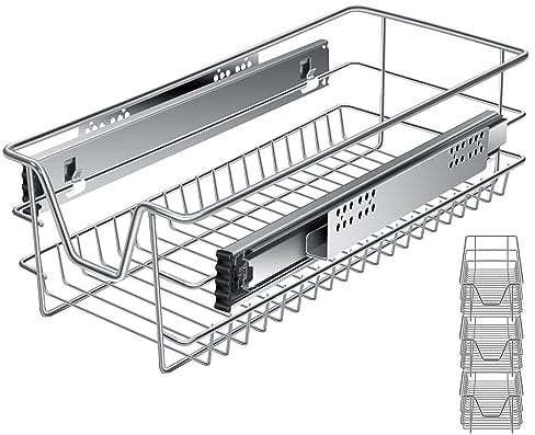 KESSER® Teleskopschublade 3x 30 cm ✓ Küchenschublade ✓ Küchenschrank ✓ Korbauszug ✓ Schrankauszug ✓ Vollauszug ✓ Schublade