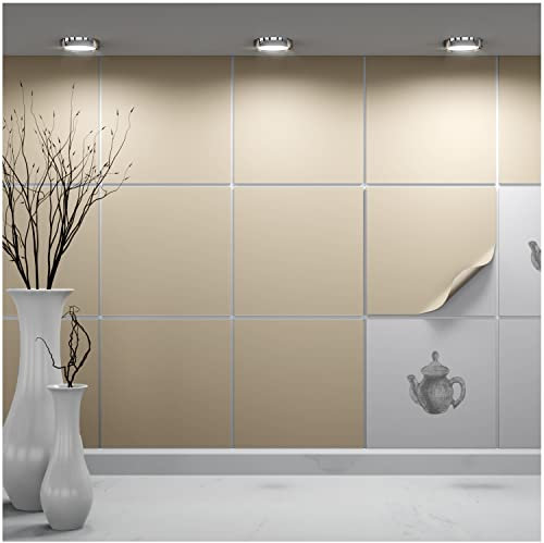 FoLIESEN - Adesivi per piastrelle 20x20 cm | Adesivi murali autoadesivi per bagno e cucina I Resistenti ai graffi e rimovibili | 20 Decalcomania per piastrelle, .:Beige scuro opaco