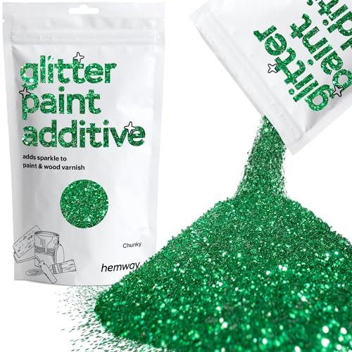 Hemway Glitter Paint Additive - Emerald Green | Chunky Metallic Flakes for Adding Sparkle to Paints & Wood Varnish | Add to Emulsion, Acrylic & Latex for Indoor Sparkly Walls | 100 g