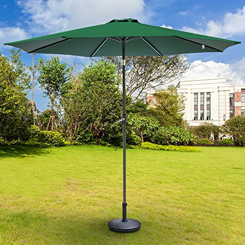Green Bay 2.7M Round Garden Parasol Umbrella Outdoor Sun Shade for Patio/Beach/Pool Umbrellas with Winding Crank and 38mm Tilt Pole - Green + Parasol Base