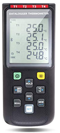 PerfectPrime TC0521, 4 Kanäle Thermoelement Thermometer K, J, E, T, N, R, S Typ Datenlogger, USB PC & Wireless auf Mobile App iOS/Android