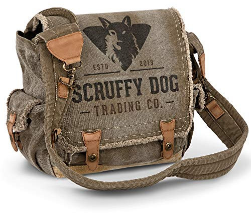 SCRUFFY DOG Crossbody Vintage Messenger Bag für Herren und Damen - Satchel Bag Herren - Canvas Umhängetaschen - 33.0 cm, Khaki, 13 inch