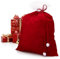 com-four® Edler XXL Weihnachtssack aus Samt mit Langer Kordel & weißen Bommeln - Geschenksack für Weihnachtsmannkostüm & Dekoration - Nikolausbeutel zum Befüllen (1 Stück - rote Kordel)