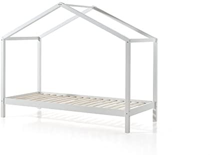 Vipack Bett, Kiefernholz, Weiß, 90 x 200 cm