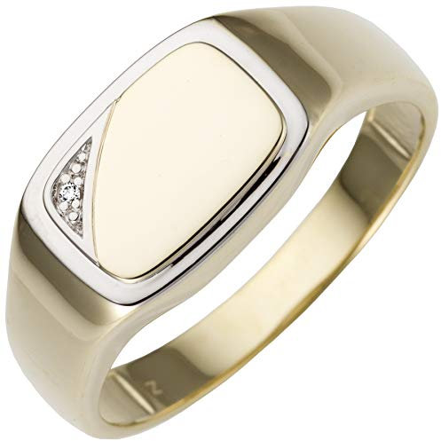 Jobo Herren-Ring aus 585 Gold Bicolor mit Diamant Größe 64