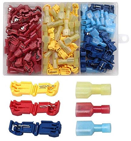 YIXISI Kit 120 Pezzi (60 Paia) Morsetti Elettrici T-Tap, Connettore Autoesfoliante Rapido, Terminale Isolato Maschio Spade e Giuntura Filo