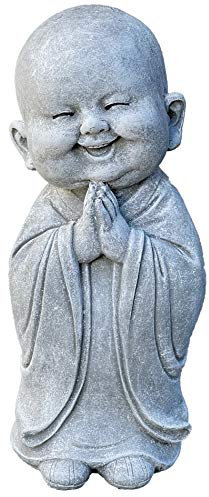 stoneandstyle Steinfigur lustiger Shaolin Mönch frostfest wetterfest Steinguss