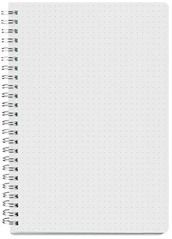 Spiral Dot Grid Notebook - A5 Bullet Dotted Journal, insgesamt 80 Blatt / 160 Seiten, 100gsm weißes Papier, transparenter Einband