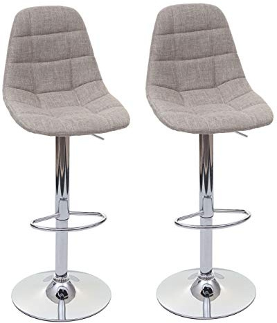 Mendler 2er-Set Barhocker HWC-A67, Barstuhl - Creme-grau, Textil | Tresenhocker, MVG-Zertifiziert