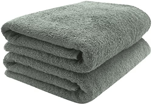 ZOLLNER 2er Set Saunatücher - weiche und saugstarke Handtücher - waschbar bis 95°C - Baumwolle -70x200 cm in hellgrau