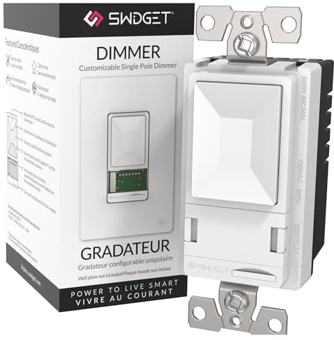 Swidget Dimmer di intensità intelligente: aggiungi un inserto Wi-Fi o Z-Wave per renderlo un interruttore intelligente. Compatibile con Alexa, Google Assistant, IFTTT, a prova di manomissione, ETL