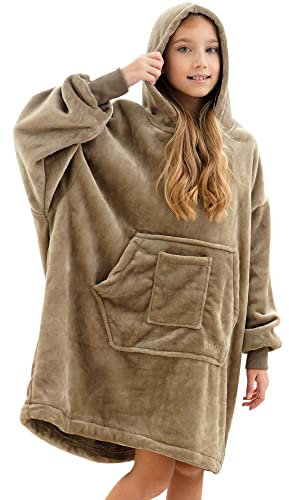 REDESS Decke mit Ärmeln Decken Hoodie Sweatshirt, tragbare Decke, übergroßer Sherpa mit Ärmeln und Riesentasche, kuscheliger Kapuzenpullover, warm für erwachsene Kinder