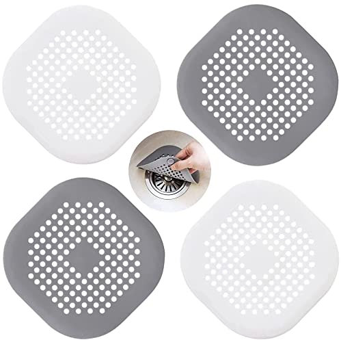 Tang Yuan, Filtro de Fregadero 4 Piezas de Drenaje de Silicona Filtro Anti-obstrucción del Cabello Adecuado para Cubierta de Drenaje de Cocina y baño, 14cm14cm