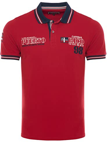 Carisma Kurzarm Poloshirt für Herren 100% Baumwolle• Herren Polo Shirt mit Stickerei • Angenehmes Regular Fit Shirt für Büro und Freizeit 4665 Red XXL