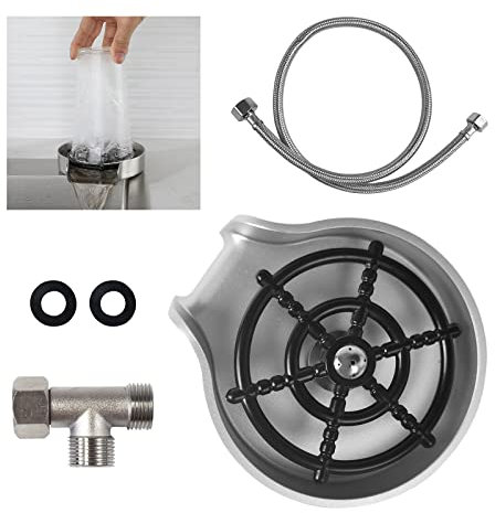 Lavadora de copa de acero inoxidable, limpiador automático de tazas, taza de lavaplatos, grifo de cristal, lavado de copa automática, lavadora, limpiador de tazas de café (plata)