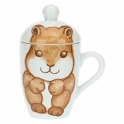 THUN - Mug in Ceramica Decorata con Coperchio per caffè, tè o Cioccolata Calda - Linea Fall in Love - caffè al Volo, Tazze e Tisaniere - 300 ml; Mug ø 8,5, 10,5 cm h