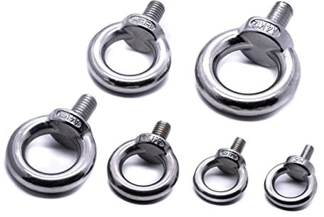 Perno de ojo de acero inoxidable A4 316 anillo roscado de elevación de grado marino, Tornillos (10, M6)