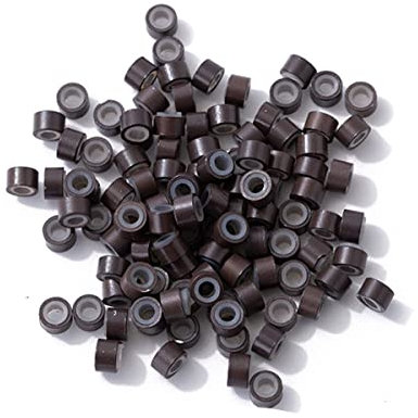 Hair Extensions Nano Rings Micro Beads Silicone Lined 3mm for Decorations, Stylist, Salon (200 Pcs, Dark Brown)