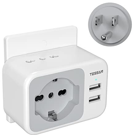 TESSAN Adattatore Presa Americana con USB C e USB A, 5 in 1 Adattatore Spina Americana, Adattatori Prese Americane 1875 W, Adattatori Prese Canada per America, Messico, Thailandia, Tipo B
