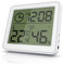 Bearware - Termometro igrometro - temperatura e umidità - ora - display LCD di facile lettura - supporto magnetico - gancio per appendere e base di appoggio - batteria inclusa - bianco