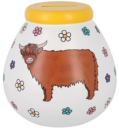 Pot Of Dreams JD Collection, Ceramic, Highland Coo, 14cm x 14cm x 14cm
