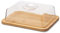 TIENDA EURASIA - Quesera Rectangular de Bambú, con Tapa de Plástico, 25x19x7,5cm, Material Reciclado, Marrón y Transparente, para servir Aperitivos, Quesos y Embutidos