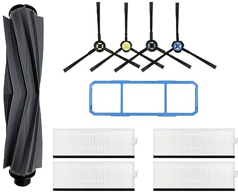 Ersatzrolle Silikonbürste Seitenbürste HEPA Filter Kompatibel mit Silvercrest SSRA1 Roboterstaubsauger Zubehör (Set 1)