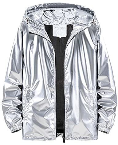 Männer Warme Jacke Einfarbig Winter Jacken Mit Kapuze Metall Glänzende Windjacke Parka Reißverschluss Cardigan Dünne Manteljacke Wintermantel Softshelljacken Übergangsjacke