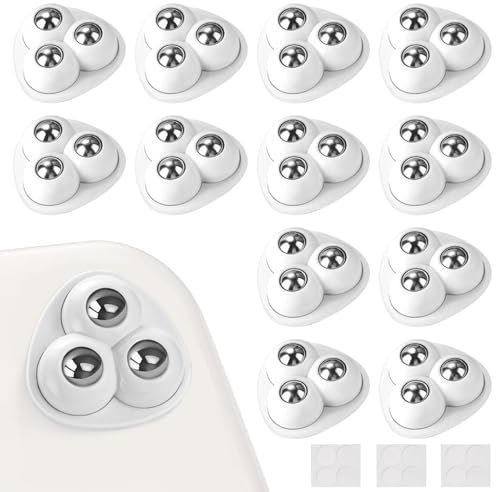 12 Stück Selbstklebendes Starkes Rollenrad, Klein Kugelrollen für Möbel,Mini Rollen für Möbel Klein,Kugelrollen Möbel 360 Grad Kugelrollen Möbelrollen,für Kleine Möbel,Küchengeräte,Mülltonnenbox,Weiß