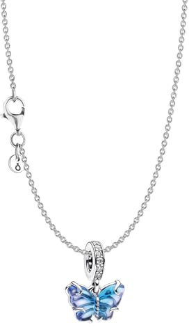 PANDORA Damen-Kette Blauer Muranoglas Schmetterling Set 15815