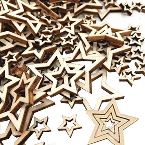 GoldRock 300 Stk Holzsterne zum Basteln Streudeko Weihnachten, 3 Größen Sterne Holz 1-3cm,Sterne Deko Konfetti,Holz Sterne Tischdeko Klein,Weihnachtsdeko Basteln,Sterne Basteln für Hochzeit,Geburtstag