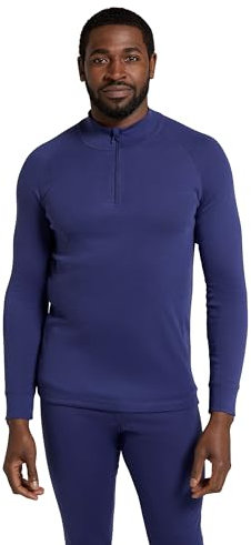 Mountain Warehouse Talus Mens Thermal Baselayer Top - Long Sleeve Sweater, Zip Neck, Quick Drying Pullover, Breathable, Lightweight - Great for, Travelling Dark Blue (Zip Neck) 3XL