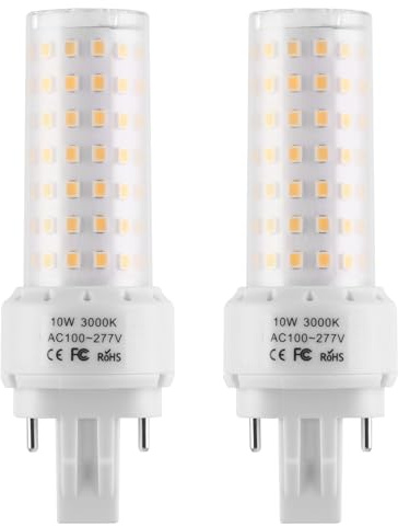 Lidesheng GX23-2 Base LED Light Bulb Plug and Play,3000K Warm White 2Pin LED PL Bulb, 13W 18W CFL Equivalent, Ballast Compatible 10W 2pcs (Warm White, GX23-2 Base)