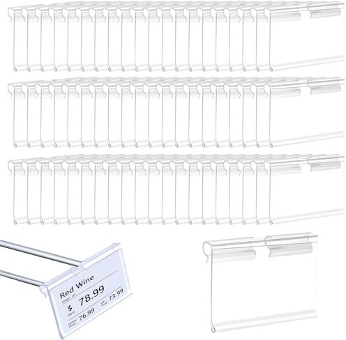 60 Piezas Portaetiquetas Plastico Titular,Soportes de Etiquetas de Plástico,Soportes de Etiquetas de Precio,60*42mm Porta Etiquetas de Precio de Plástico,Para Estanterías De Alambre,Tiendas Minoristas