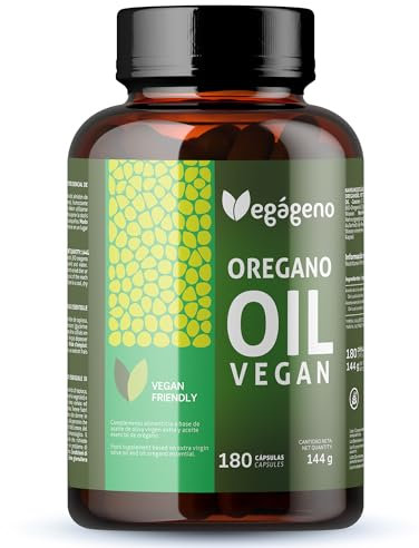VEGAGENO - Huile Essentielle Origan | 180 Gélules Végétales, Complément Alimentaire à L'huile D'olive Extra Vierge et à L'huile Essentielle D'origan avec Oméga 9 et Carvacrol | Oregano Oil