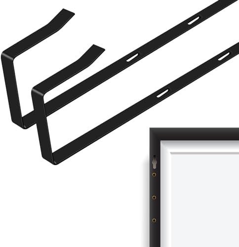 PEUTIER 2pcs Crochets de Miroir de Porte, Réglables 5 Trous Cintre de Miroir de Porte Support Matériel de Support de Suspension de Miroir Métal Profondeur de Porte de 4,57cm Supporte 9,07kg (Noir)