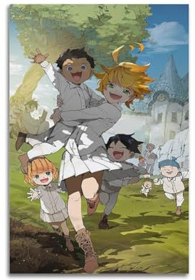 TULAOJI Anime Promised Neverland Characters Art Wohnzimmer Schlafzimmer Poster Gemälde Dekorativer Maldruck Leinwand Wand 50 x 75 cm