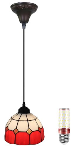 Esstisch Lampen Hängend, 8 zoll Pendelleuchte Höhenverstellbar, E27 deckenleuchte hängend, Tiffany Hängelampe, Pendant light für Bar Kaffee Schlafzimme Flur