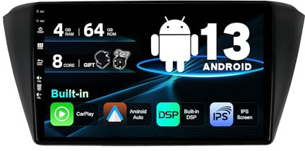 SXAUTO Android 13 IPS Autoradio Per VW Skoda Fabia (2015-2019) - 4G+64G - Senza fili Carplay & Android Auto - LED Camera + MIC - DAB Fast-boot Volante 360-CAM AHD DSP Bluetooth - 2 Din 9 Pollici