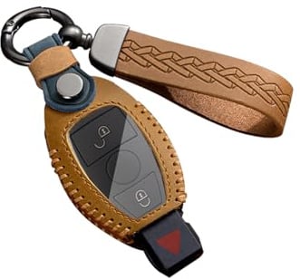 ontto Coque de clé de voiture - Convient pour Mercedes Benz Classe A B C E ML CL CLE CLK GLA GLC GLE GLK AMG A203 W211 W176 - En cuir - 2 boutons
