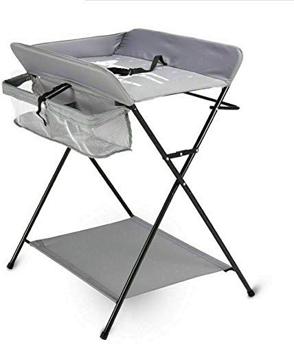 Bañera ergonómica para bebé con Soporte y Cambiador con cojín y Almohada Reductora Suave, Cambiador, Cambiador, Cambiador Plegable para bebé, combinación, Gris